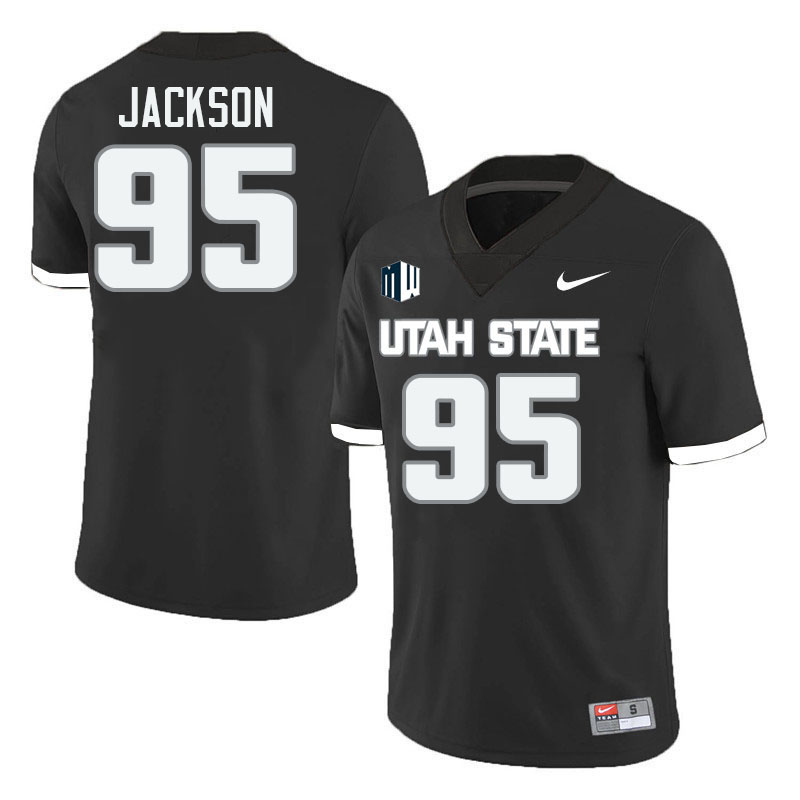 Utah State Aggies #95 Miguel Jackson College Football Jerseys Stitched-Black